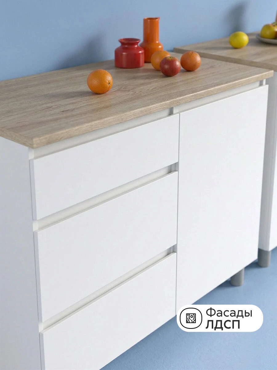 Модульная кухня прямая Зилта, 2.0 м (белый текстурный / дуб сонома)