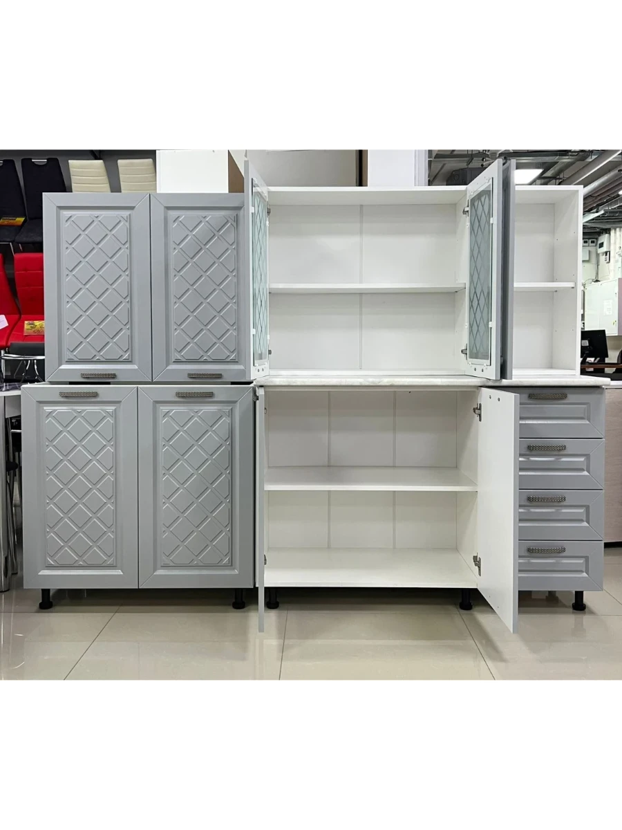 Кухонный гарнитур Агава, готовая кухня длиной 160 см без столешницы, цвет Антрацит