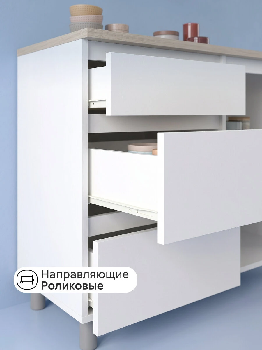 Модульная кухня прямая Зилта, 1.2 м (белый текстурный / дуб сонома)